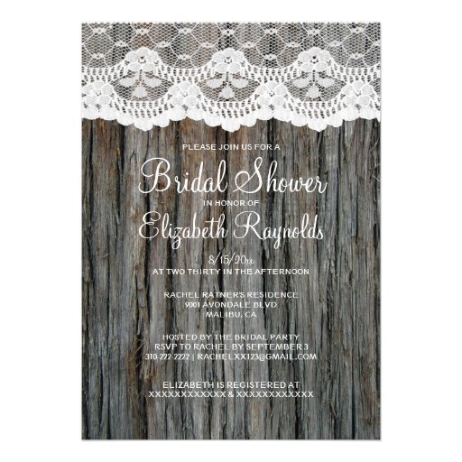 Vintage Tree Bark Bridal Shower Invitations