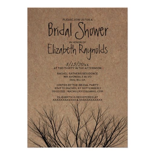 Vintage Tree Branches Bridal Shower Invitations