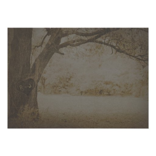 Vintage Tree Carving Wedding Invitation Custom Invites