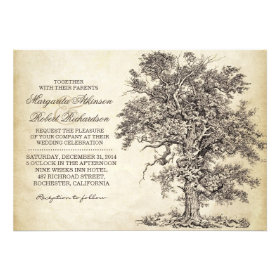 vintage tree old aged wedding invitations