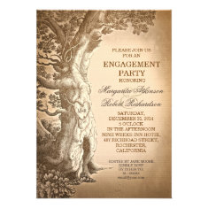 vintage tree old rustic engagement party invites