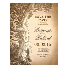 vintage tree old rustic save the date cards