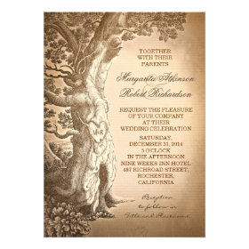 vintage tree old rustic wedding invitations