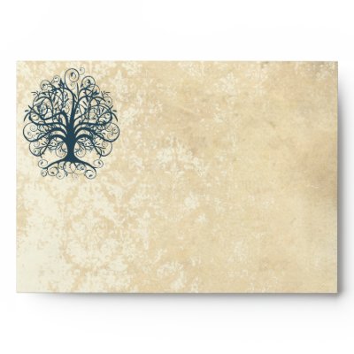 Vintage Tree Swirl Distressed Damask Envelopes
