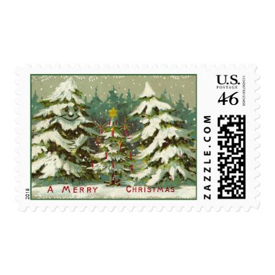 Vintage Trees Postage Stamps