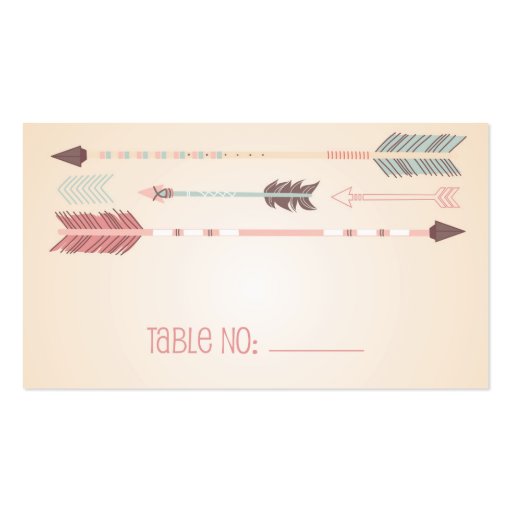 Vintage Tribal Arrows Table Number Escort Card Business Card (front side)