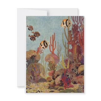 Vintage Tropical Fish and Coral in the Ocean Custom Announcements