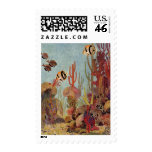 Vintage Tropical Fish and Coral in the Ocean Stamps