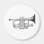 Vintage Trumpet Wood Engraving Fridge Magnet