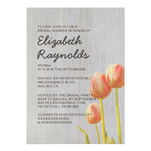 Vintage Tulip Bridal Shower Invitations