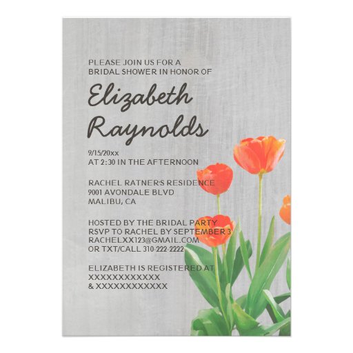 Vintage Tulips Bridal Shower Invitations