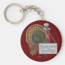 Vintage Turkey Thanksgiving Greetings Key Chain