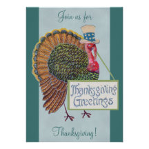 Vintage Turkey Thanksgiving  Invitations