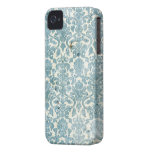 Vintage Turquoise Blue Damask Grunge iPhone 4 Case
