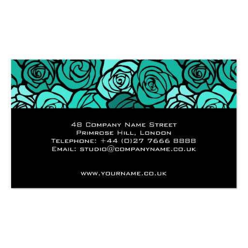 Vintage turquoise roses Business Card (back side)