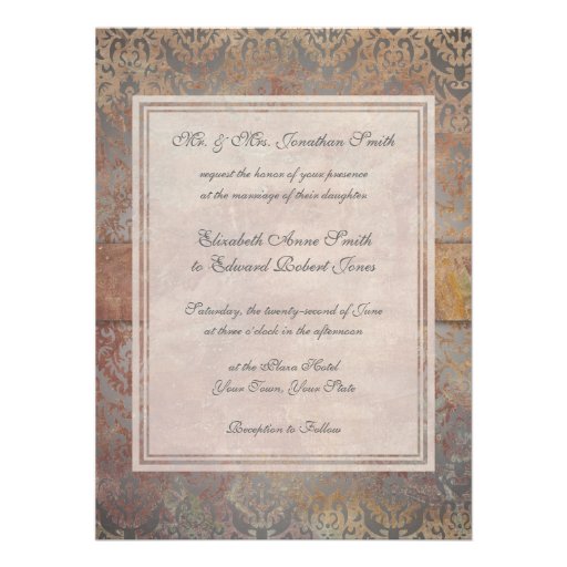 Vintage Tuscan Damask Italian Elegance Personalized Invitations