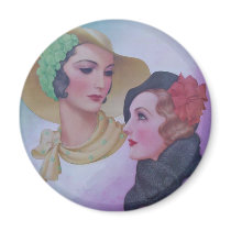 Vintage Two Women 1932 magnets by archemedes Vintage Two Women 1932 magnets