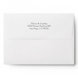Vintage type print custom return address wedding envelopes