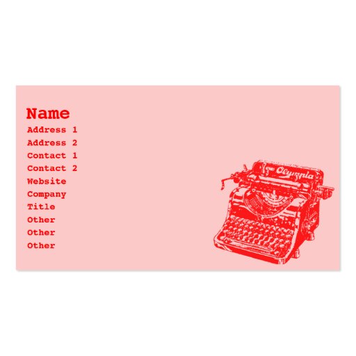 Vintage Typewriter Business Card Template (front side)