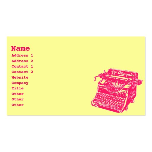 Vintage Typewriter Business Card Templates (front side)