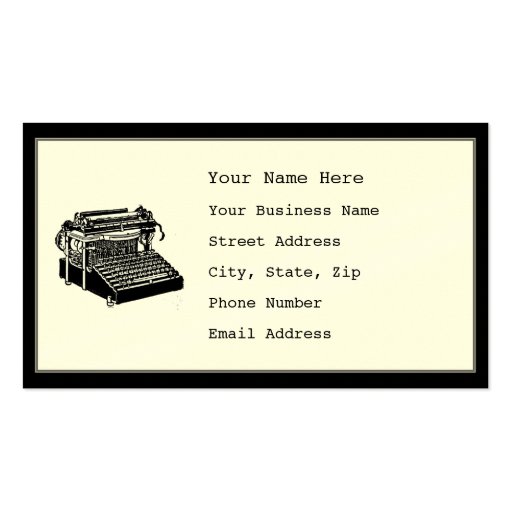 Vintage Typewriter Business Cards (front side)