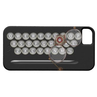 vintage typewriter keyboard and steampunk glasses
