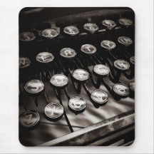 Vintage Typewriter Keys in Black and White Mouse Pad