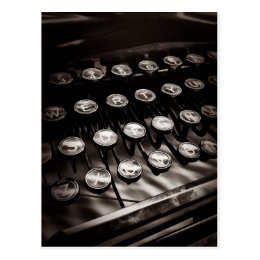 Vintage Typewriter Keys in Black and White Postcard
