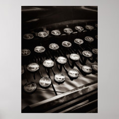 Vintage Typewriter Keys in Black and White Poster