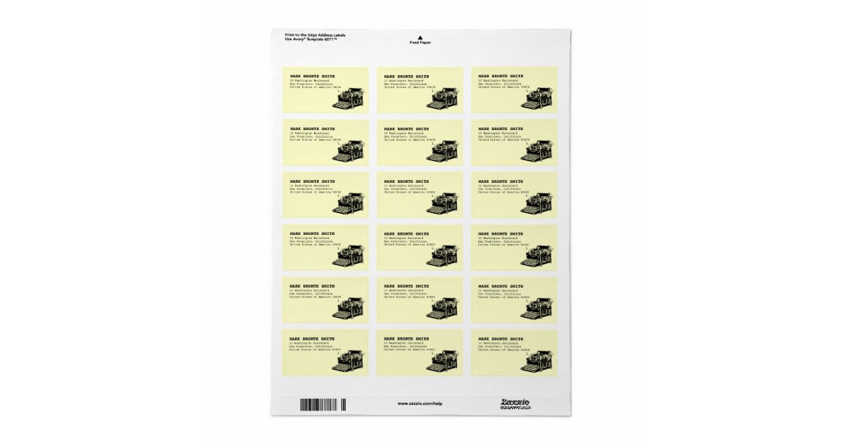 Vintage Typewriter Label Address Zazzle