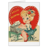 Vintage Typewriter Secretary Valentine's Day Card