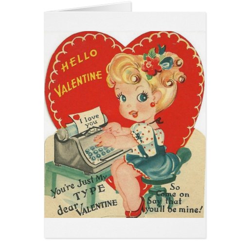 Vintage Typewriter Secretary Valentines Day Card Zazzle