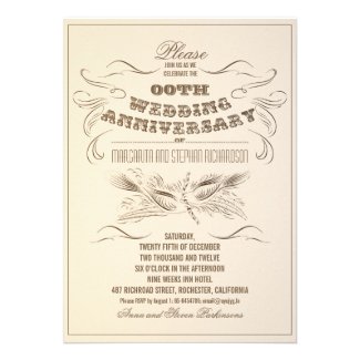 vintage typography aged anniversary invitations