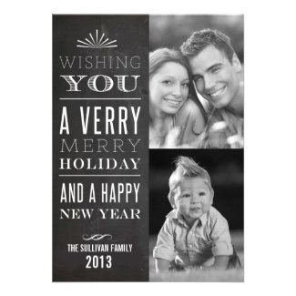 Vintage Typography Chalkboard Holiday Photo Card