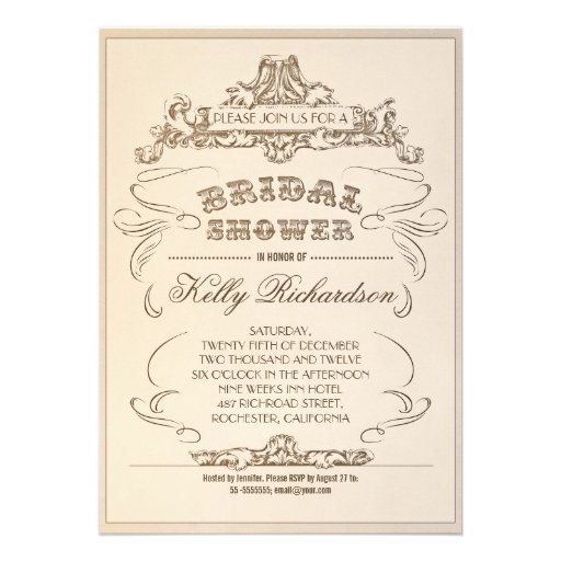 vintage typography old bridal shower invitations