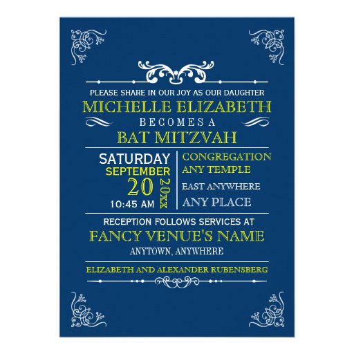 Vintage Typography Poster Bar-Bat Mitzvah Personalized Invitations