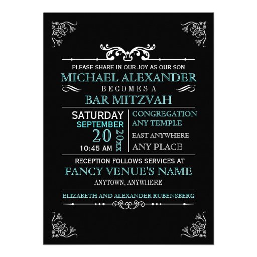 Vintage Typography Poster Bar-Bat Mitzvah Personalized Invite (front side)
