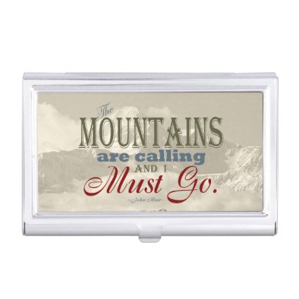 Vintage Typography The mountains are calling; Muir Business Card Case