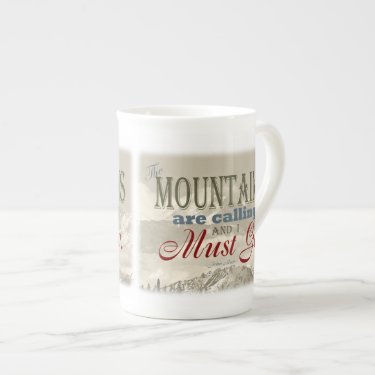 Vintage Typography The mountains are calling; Muir Bone China Mug