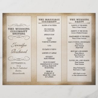 vintage typography wedding programs