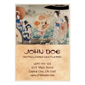 Vintage ukiyo-e japanese ladies with umbrella art business card