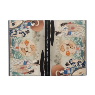 Vintage ukiyo-e japanese ladies with umbrella art covers for iPad mini
