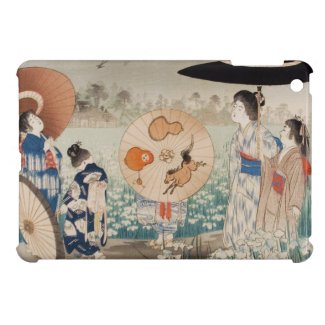 Vintage ukiyo-e japanese ladies with umbrella art cover for the iPad mini