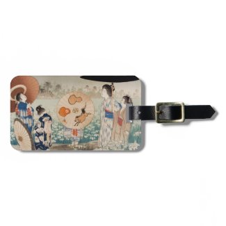 Vintage ukiyo-e japanese ladies with umbrella art luggage tags