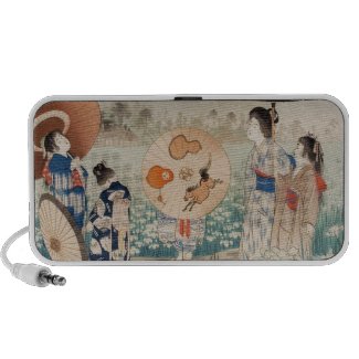 Vintage ukiyo-e japanese ladies with umbrella art portable speakers