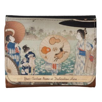 Vintage ukiyo-e japanese ladies with umbrella art trifold wallet