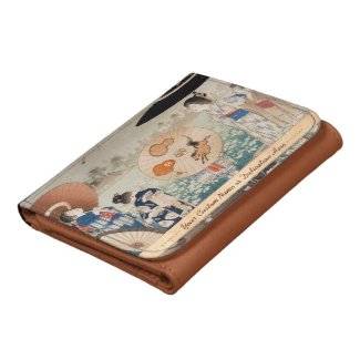 Vintage ukiyo-e japanese ladies with umbrella art trifold wallet