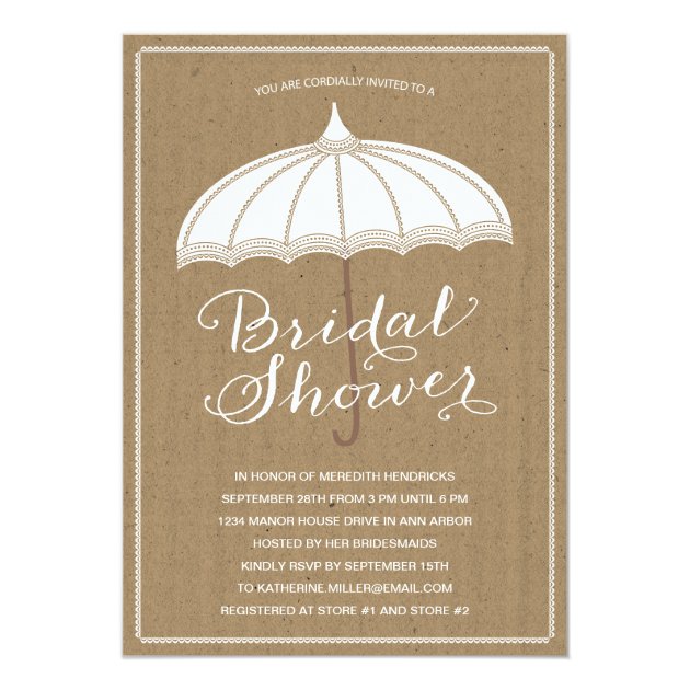 Vintage Umbrella | Bridal Shower Invite (front side)