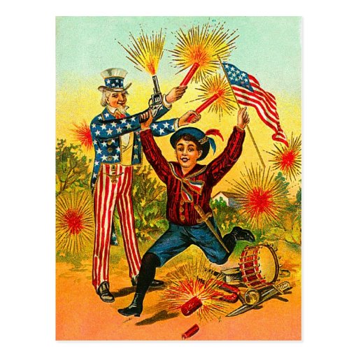 Vintage Uncle Sam Fireworks Postcards