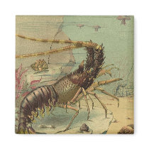Vintage Underwater Ocean Scene with Sea Life Magnet
